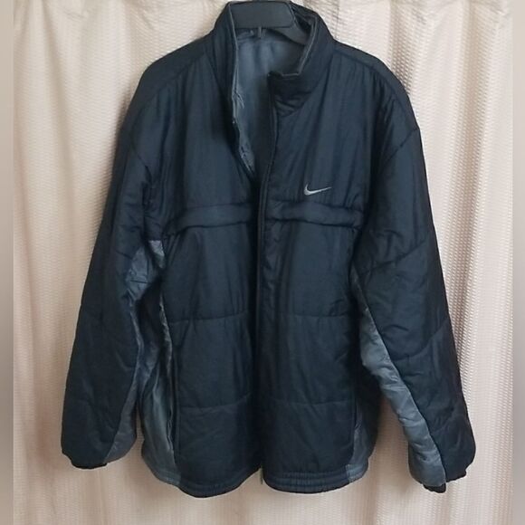 Vintage 2000 Nike Grey / Black Tag Reversible Puffer Coat Black Grey Sz 2XL - Picture 1 of 6